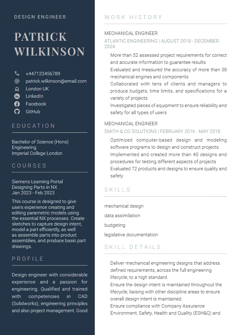A timeless CV format with balanced typography and a graceful layout